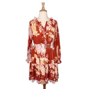 BELLDINI FLOWY TIERED BURNT ORANGE CREAM DRESS SZ 2X